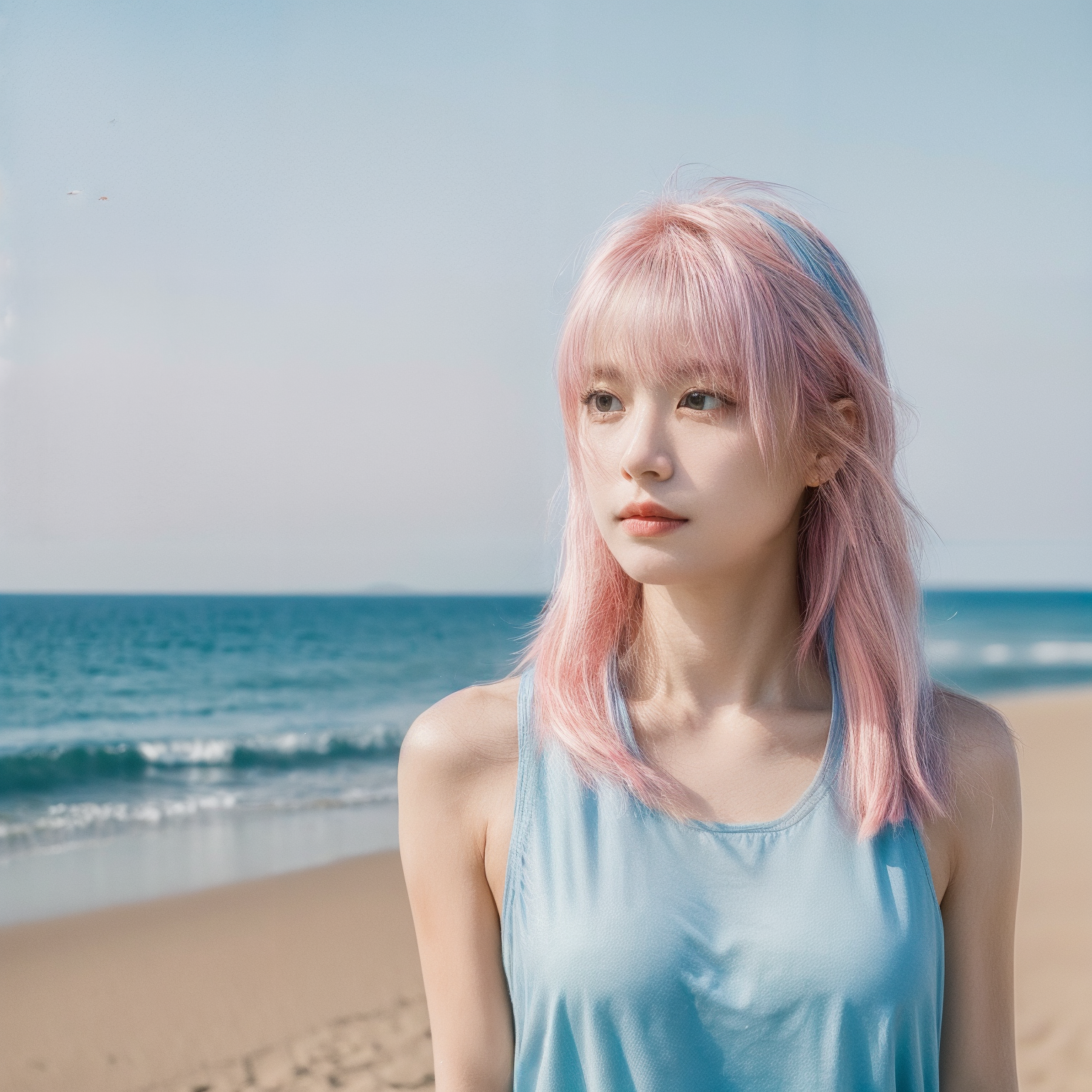 00045-882682277-((masterpiece)),((best quality)),((8k)),fresh,(((1girl))),outdoors,seaside,sand,suneate,(blue_pink_hair),_lora_fresh-000004_0.5_.png